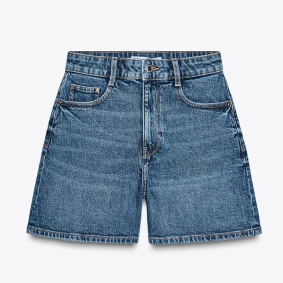 Zara High-Waisted Mom Denim Shorts - Picture 1 of 4